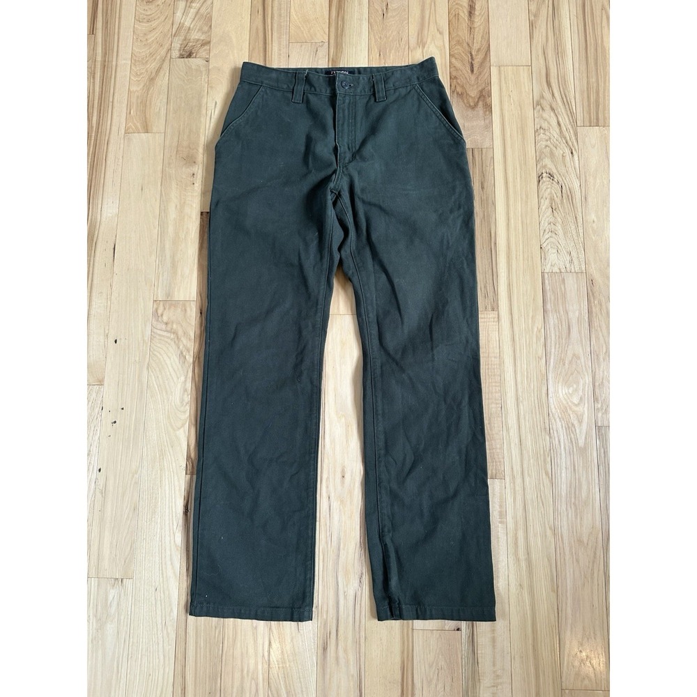 Filson Burnishol Chino Pants Mens 32 Forest Green Cotton Twill Straight Leg USA